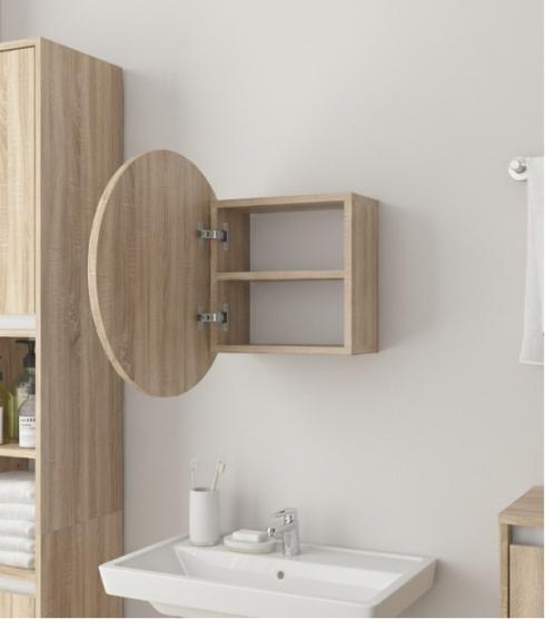 Круглое зеркало со шкафчиком М-25,50см Дуб Сонома foto 2