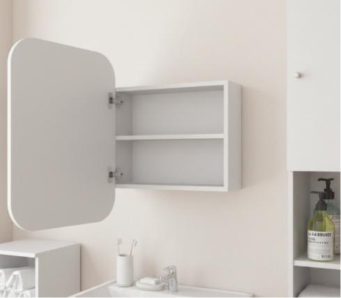 Прямоугольное зеркало со шкафчиком М-30, 70*50 Белый foto 2