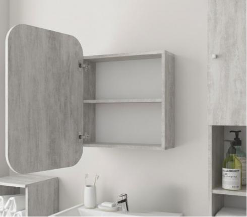 Прямоугольное зеркало со шкафчиком М-30, 70*50 Бетон foto 2