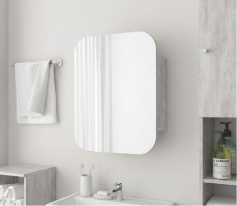 Прямоугольное зеркало со шкафчиком М-29, 65*50 Бетон