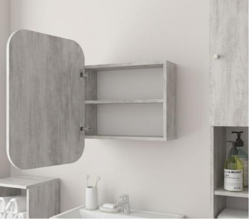 Прямоугольное зеркало со шкафчиком М-29, 65*50 Бетон foto 2
