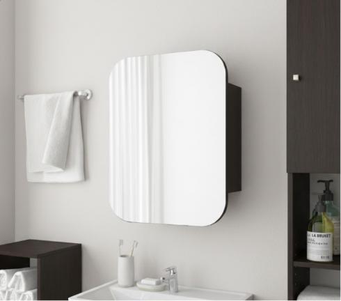 Прямоугольное зеркало со шкафчиком М-28, 60*50 Венге Темный