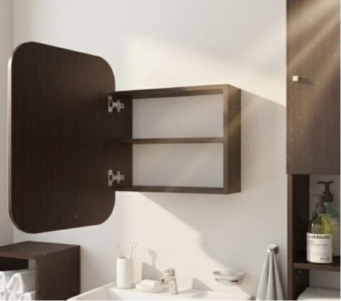 Прямоугольное зеркало со шкафчиком М-28, 60*50 Венге Темный foto 2