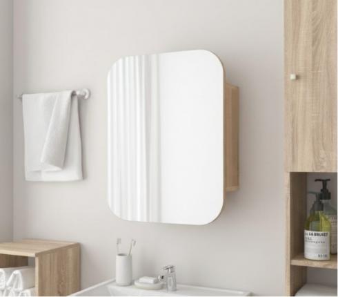 Прямоугольное зеркало со шкафчиком М-28, 60*50 Дуб Сонома