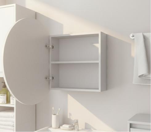 Круглое зеркало со шкафчиком М-27, 70см Белый foto 2