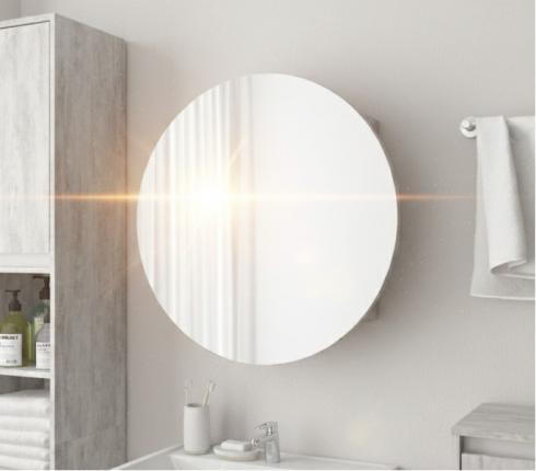 Круглое зеркало со шкафчиком М-27, 70см Бетон