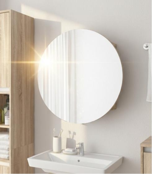 Круглое зеркало со шкафчиком М-27, 70см Дуб Сонома