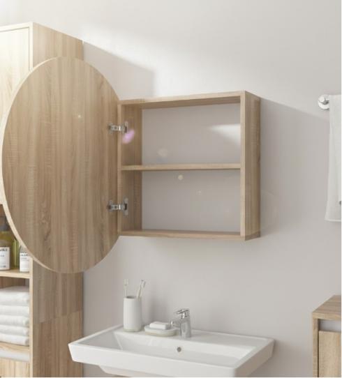 Круглое зеркало со шкафчиком М-27, 70см Дуб Сонома foto 2