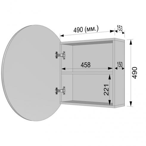 Круглое зеркало со шкафчиком М-27, 70см Дуб Сонома foto 4