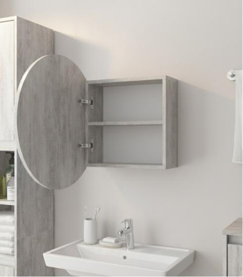 Круглое зеркало со шкафчиком М-26, 60см Бетон foto 2