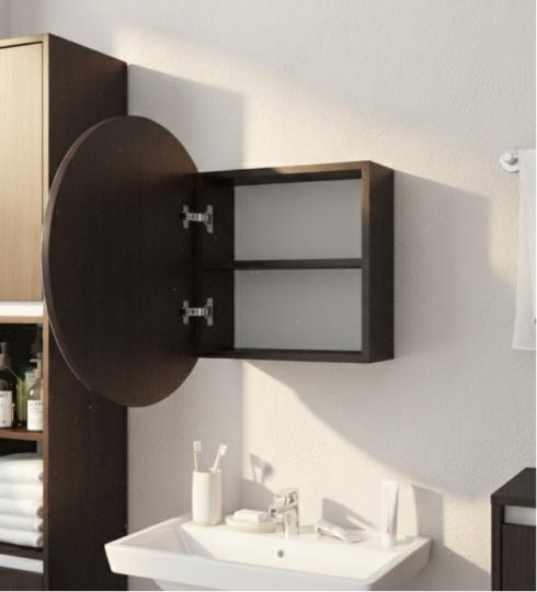 Круглое зеркало со шкафчиком М-26, 60см Венге Темный foto 2