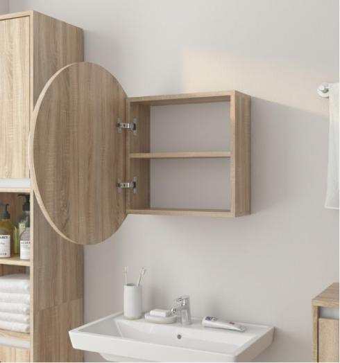 Круглое зеркало со шкафчиком М-26, 60см Дуб Сонома foto 2