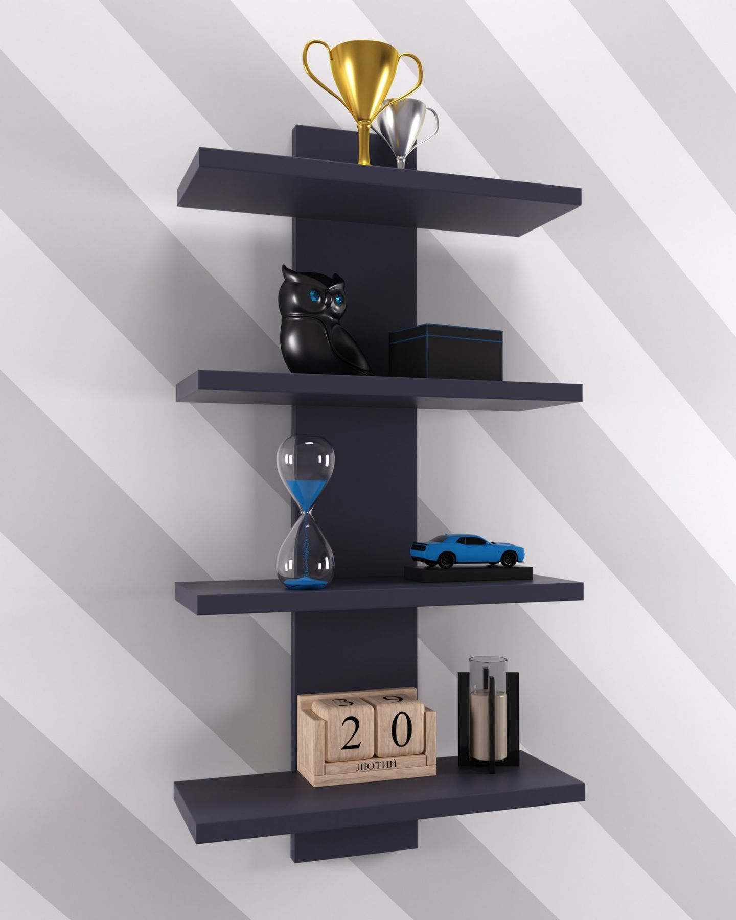 Полка навесная ПН-5, Антрацит, 350/140/700