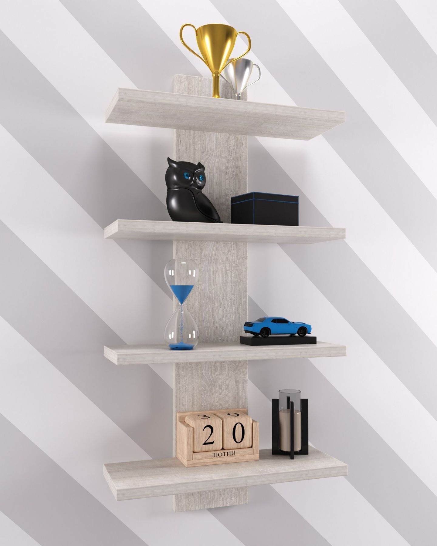 Полка навесная ПН-5, Дуб Шамоні Світлий, 350/140/700