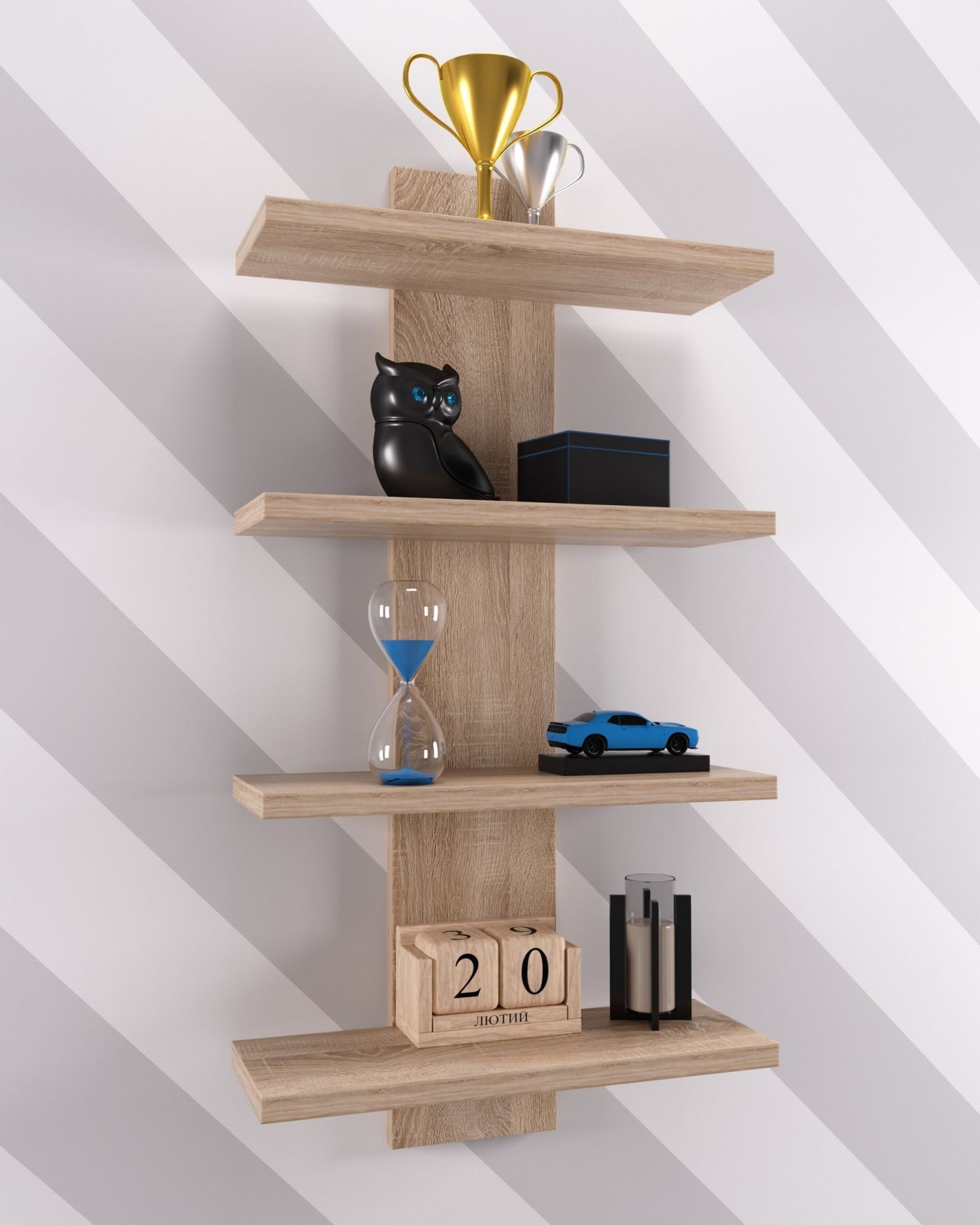 Полка навесная ПН-5, Дуб Сонома, 350/140/700