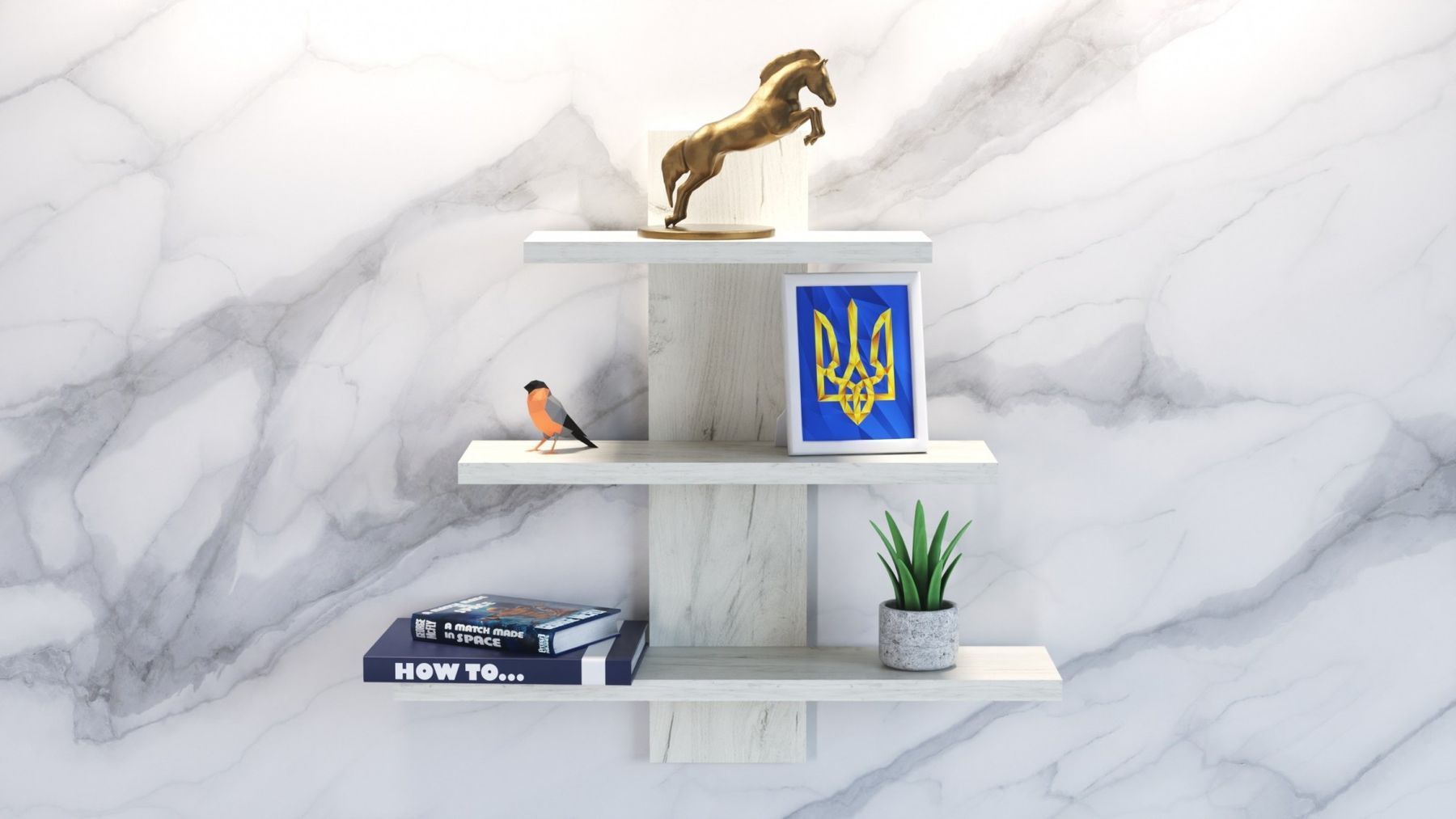 Полка навесная П-1, Дуб Крафт Білий, 500/140/500