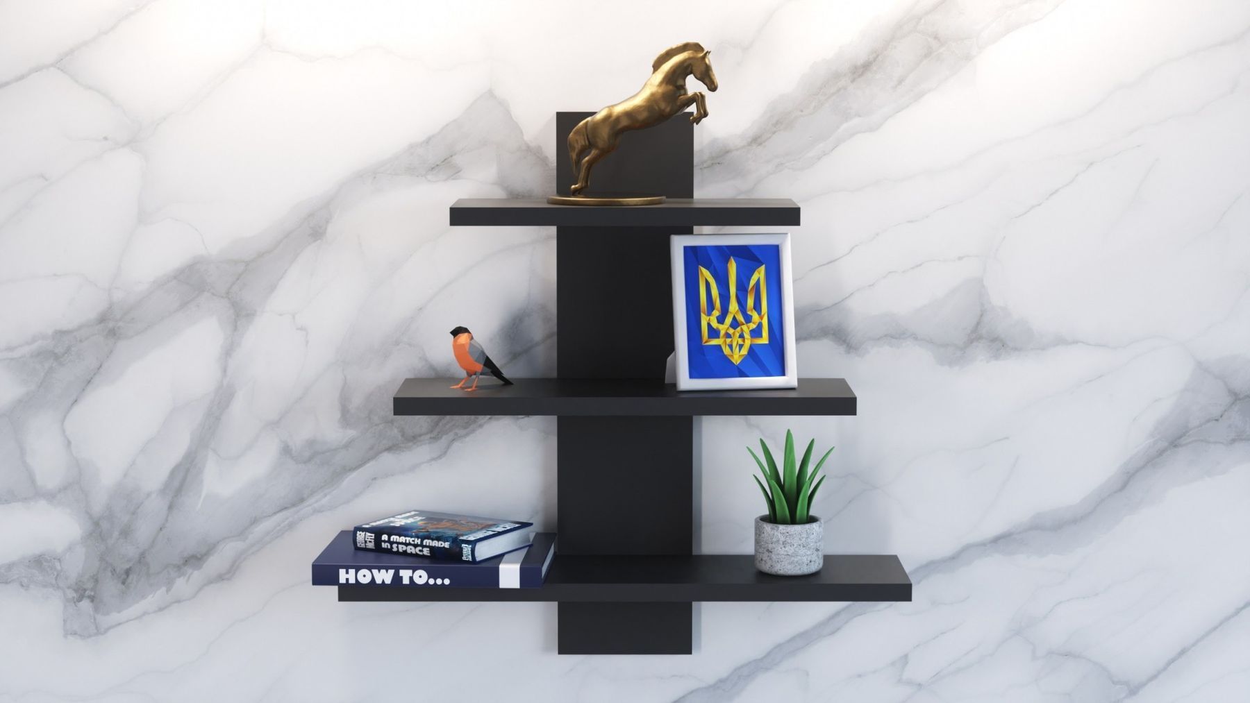 Полка навесная П-1, Антрацит, 500/140/500