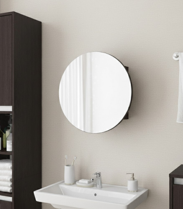 Круглое зеркало со шкафчиком М-27, 70см Венге Темный