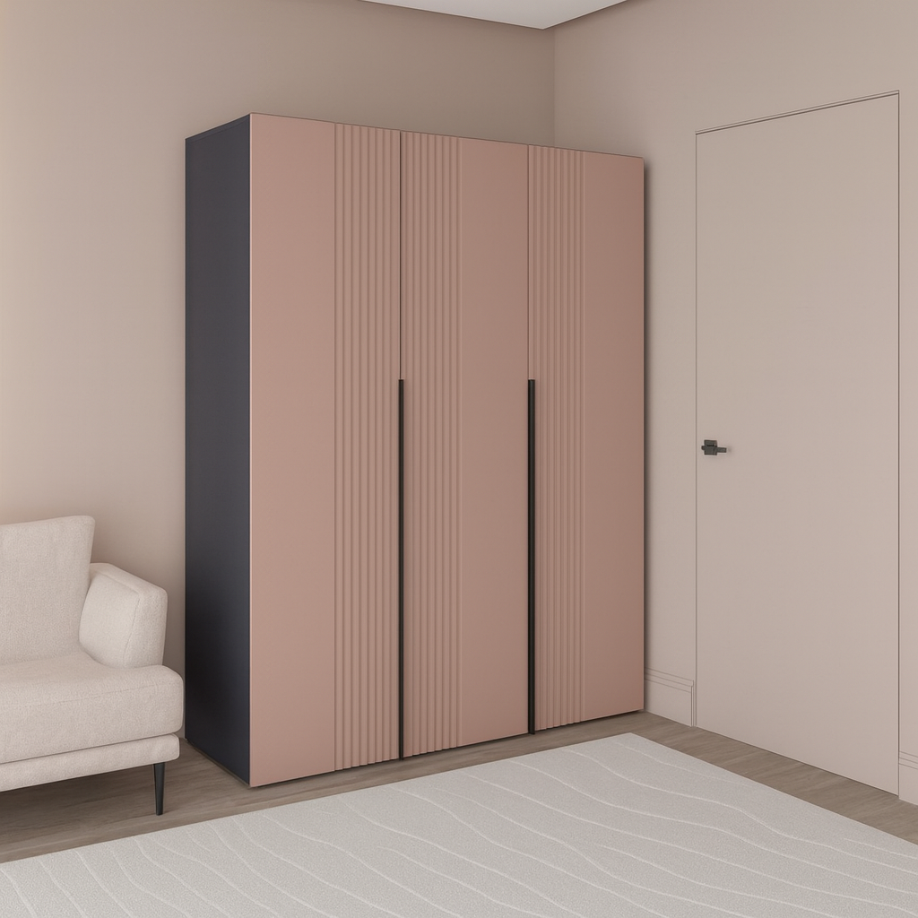 Шкаф трехдверный роспашной П-17 Антрацыт+Туманный Беж