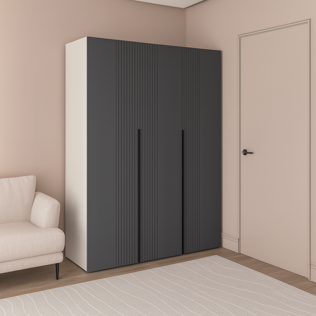 Шкаф трехдверный роспашной П-17 Кашемир+Асфальт