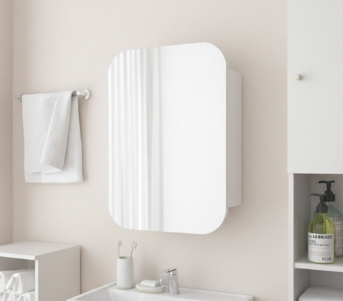 Прямоугольное зеркало со шкафчиком М-30, 70*50 Белый