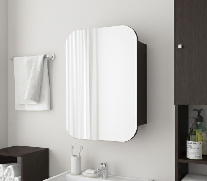 Прямоугольное зеркало со шкафчиком М-30, 70*50 Венге темний