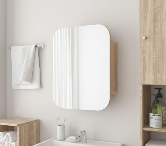 Прямоугольное зеркало со шкафчиком М-29, 65*50 Дуб Сонома