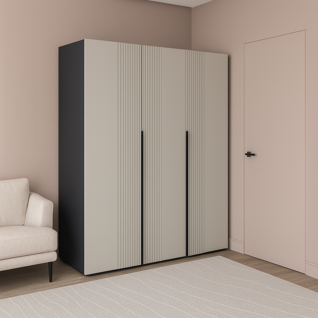 Шкаф трехдверный роспашной П-17 Антрацыт+Кашемир