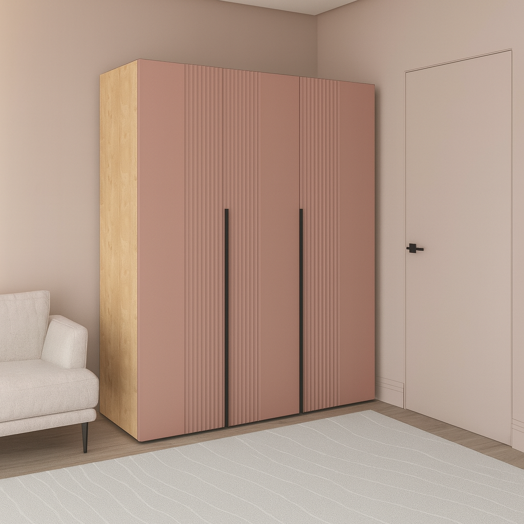 Шкаф трехдверный роспашной П-17 Дуб Крафт+Туманный Беж