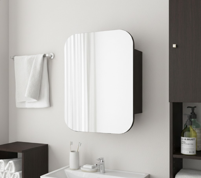 Прямоугольное зеркало со шкафчиком М-29, 65*50 Венге Темный