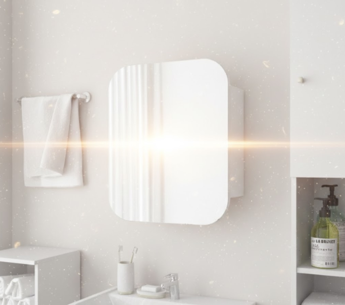 Прямоугольное зеркало со шкафчиком М-29, 65*50 Белый