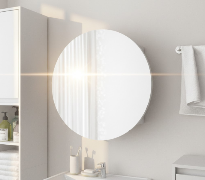 Круглое зеркало со шкафчиком М-26, 60см Белый