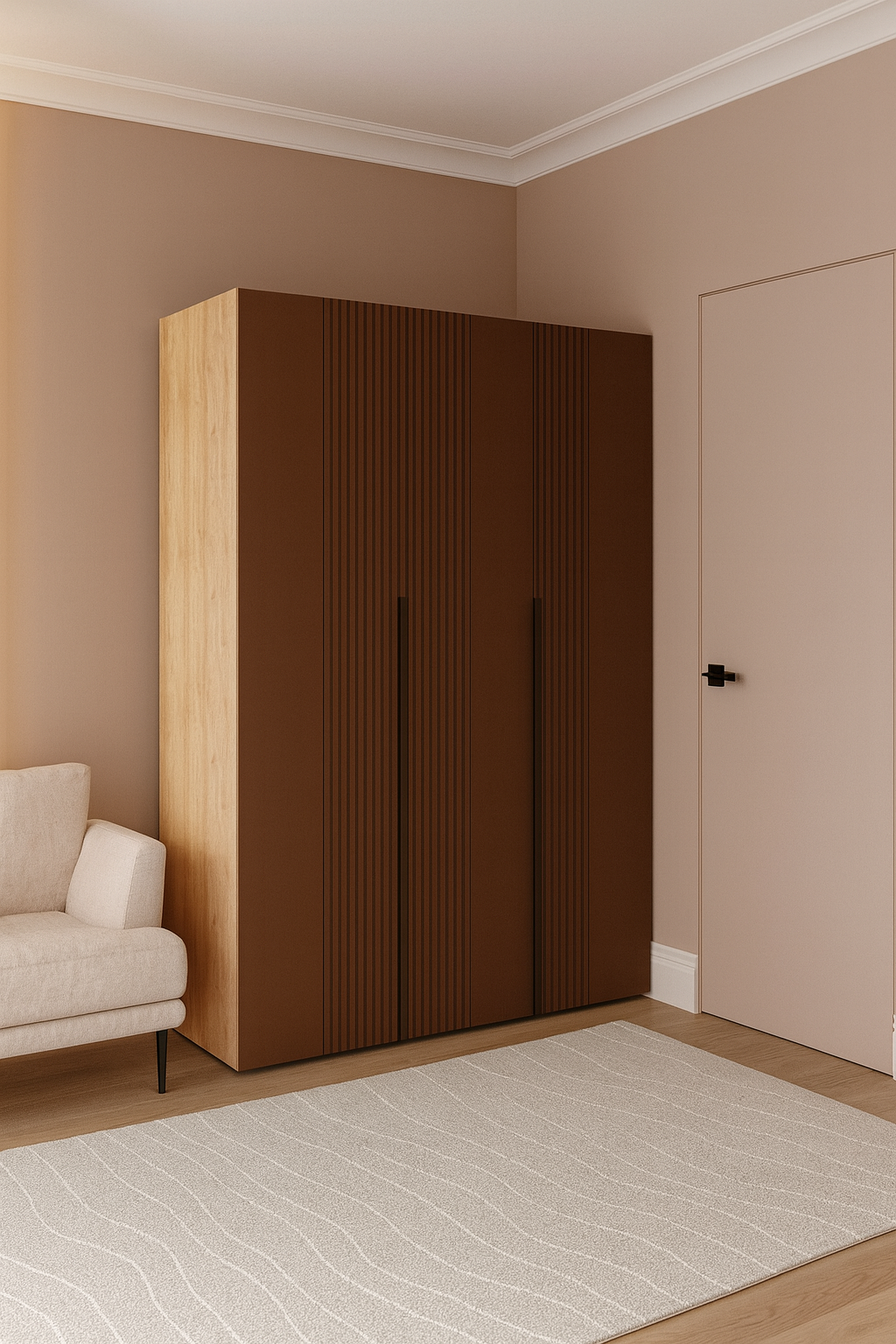 Шкаф трехдверный роспашной П-17 Дуб Крафт + Жареный Кофе