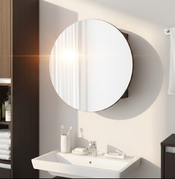 Круглое зеркало со шкафчиком М-26, 60см Венге Темный