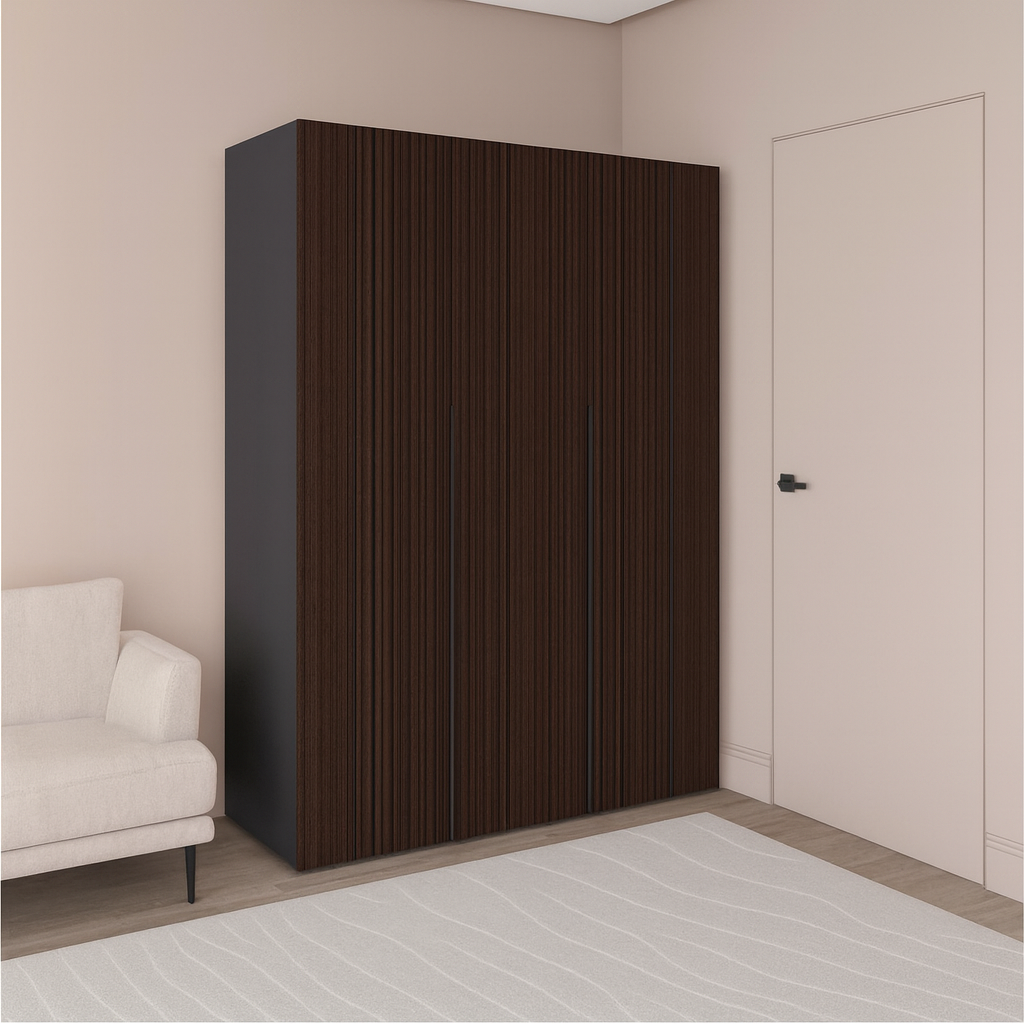 Шкаф трехдверный роспашной П-17 Антрацыт+Золотая Лоза