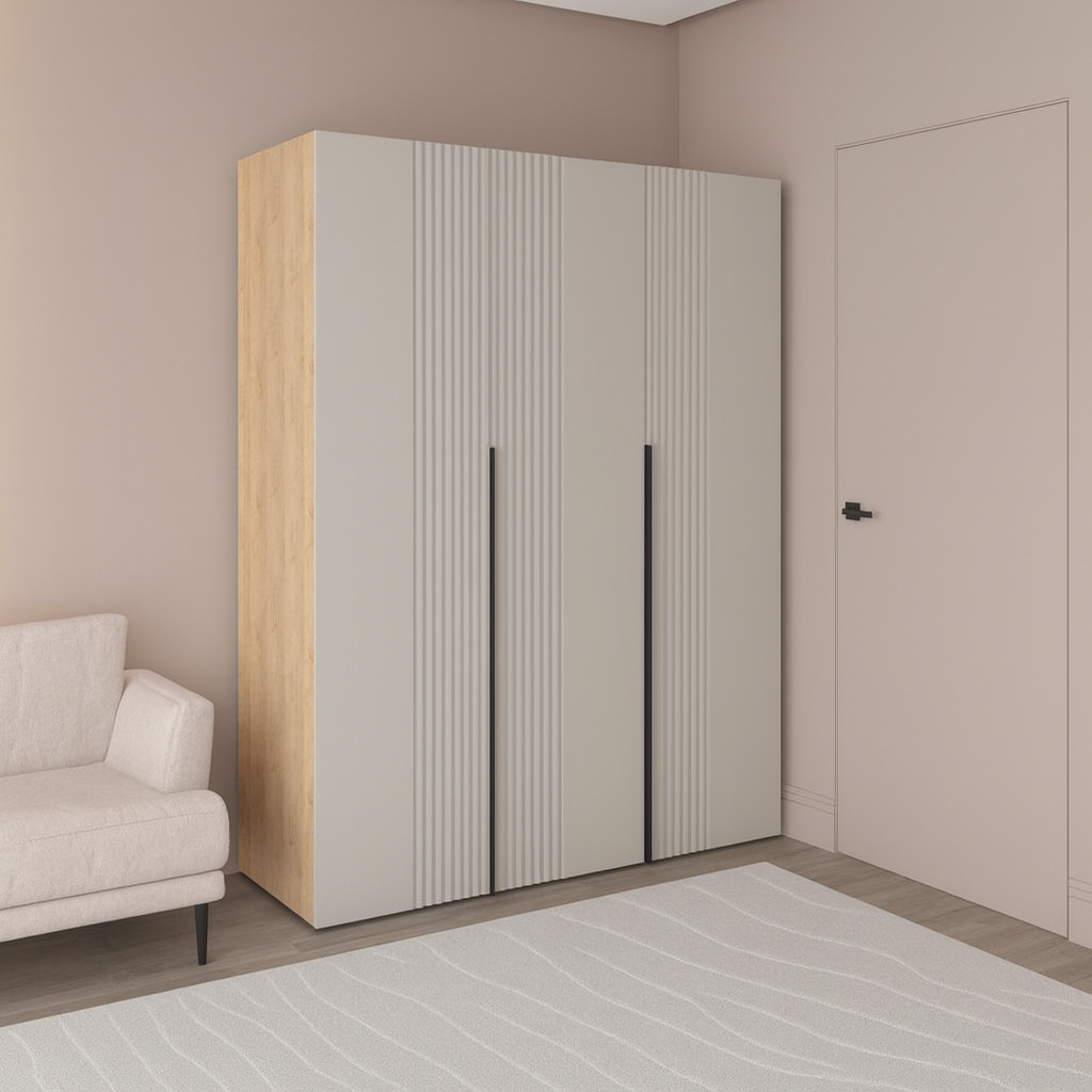 Шкаф трехдверный роспашной П-17 Дуб Крафт+Кашемир