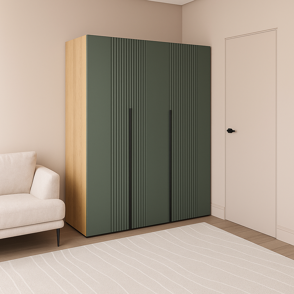 Шкаф трехдверный роспашной П-17 Дуб Крафт+ Камуфляж