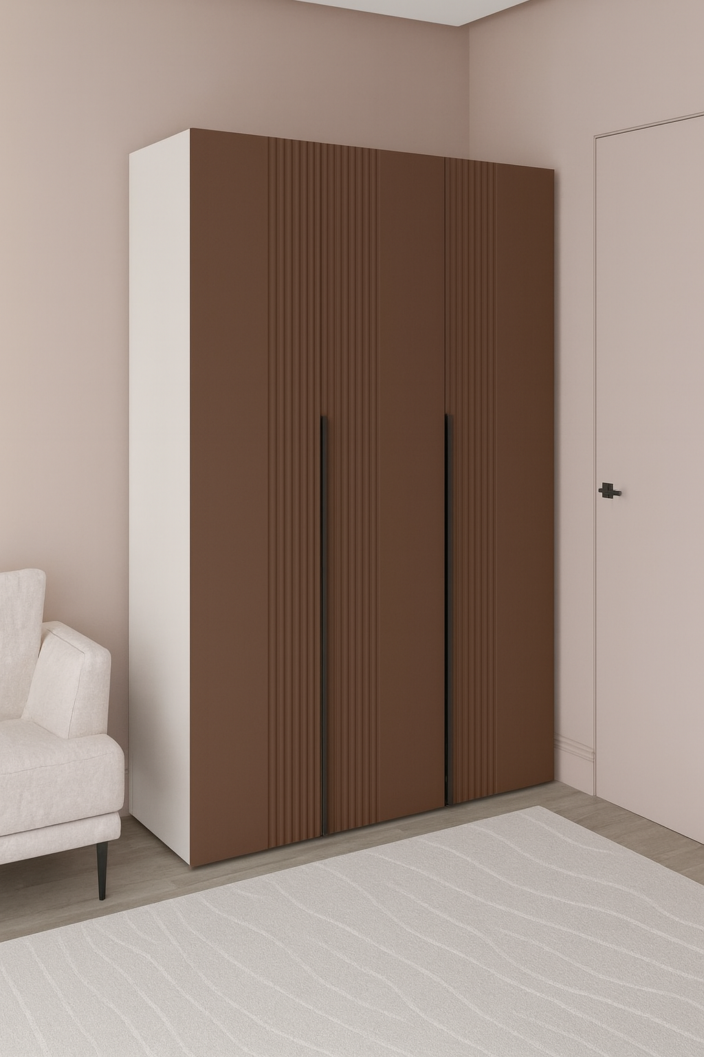 Шкаф трехдверный роспашной П-17 Кашемир+Жареный Кофе