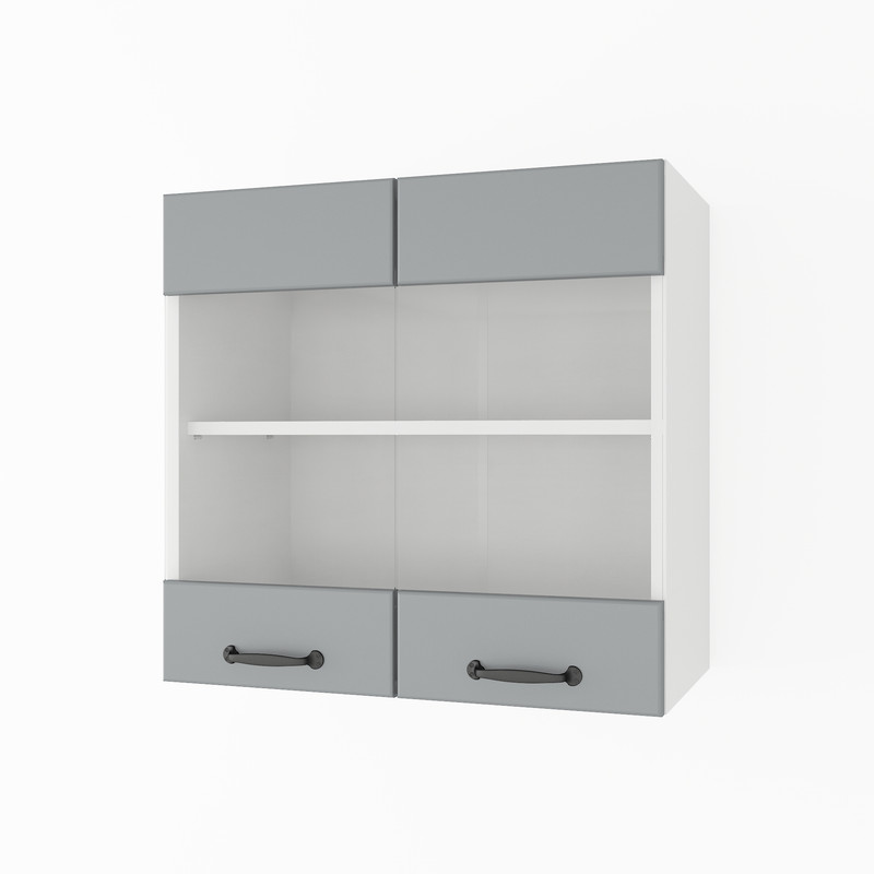 Шкаф навесной 600мм К-67 (витрина) Белый+Асфальт