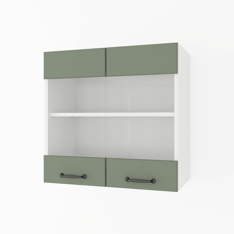 Шкаф навесной 600мм К-67 (витрина) Белый+Камуфляж