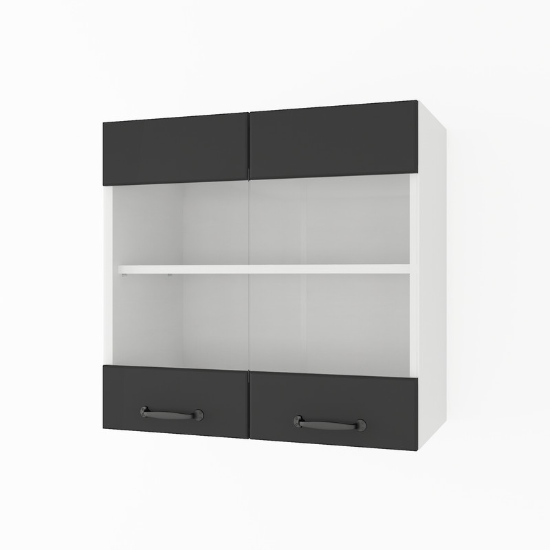 Шкаф навесной 600мм К-67 (витрина) Белый+Черный