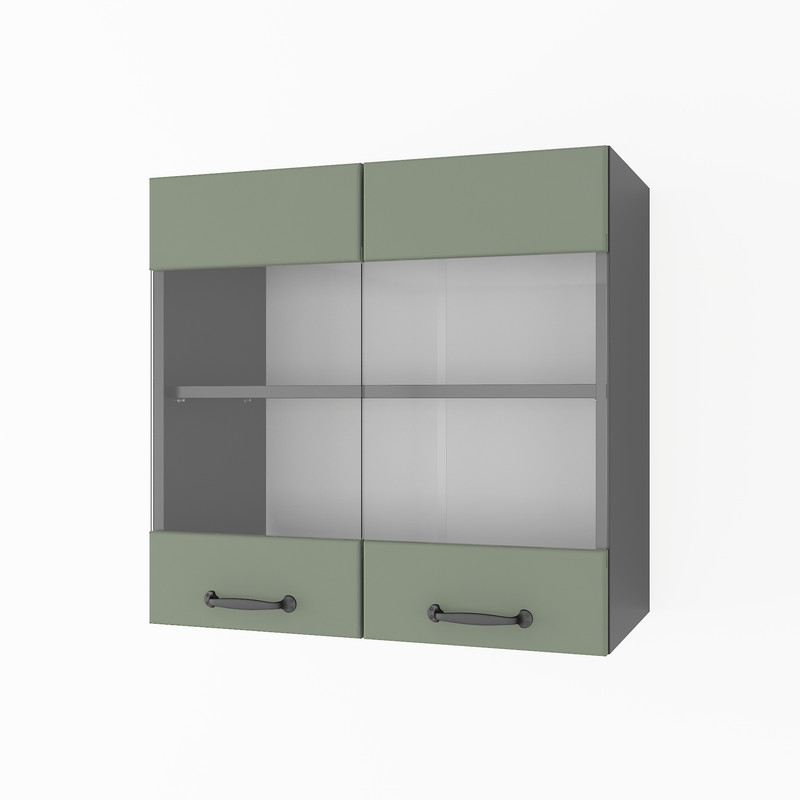 Шкаф навесной 600мм К-67 (витрина) Черный+Камуфляж