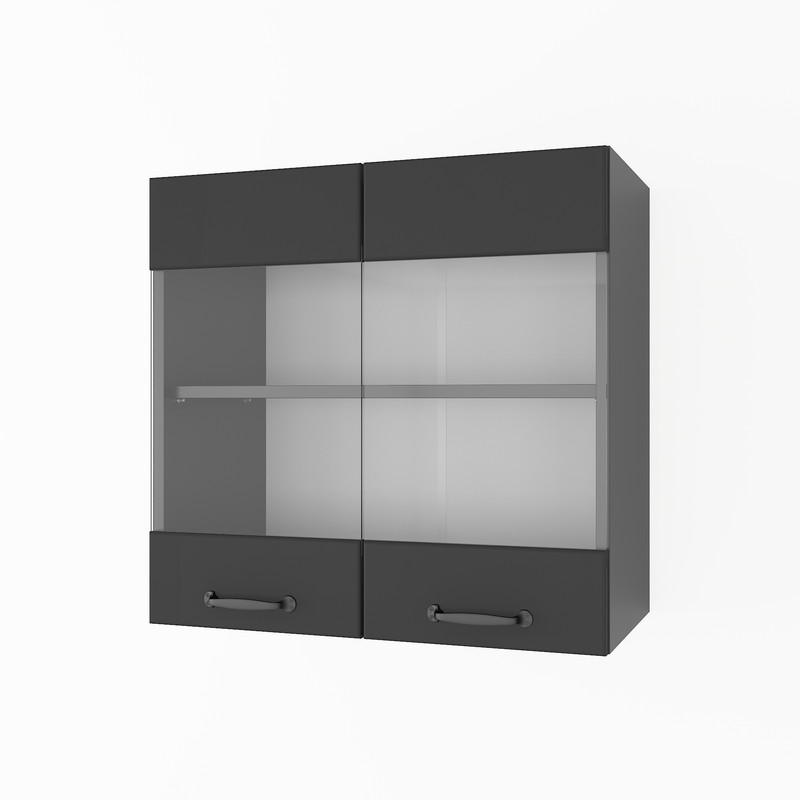 Шкаф навесной 600мм К-67 (витрина) Черный