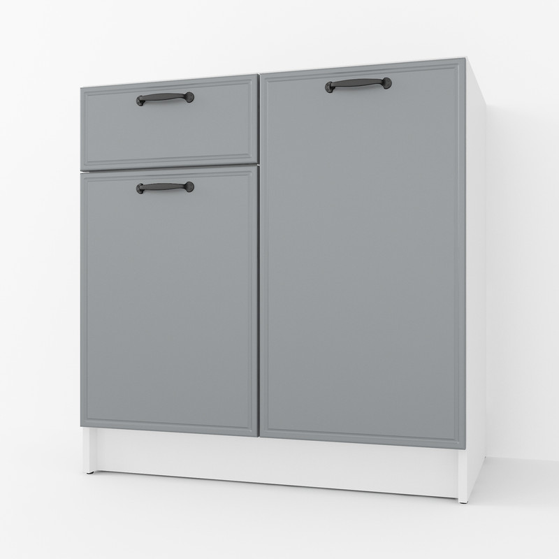 Тумба низ (комби) 800мм, К-65(без столешницы) Белый+Асфальт