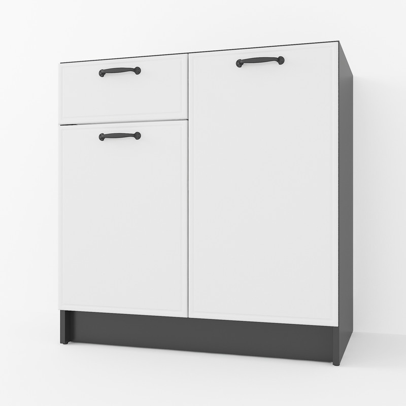 Тумба низ (комби) 800мм, К-65(без столешницы) Черный+Белый