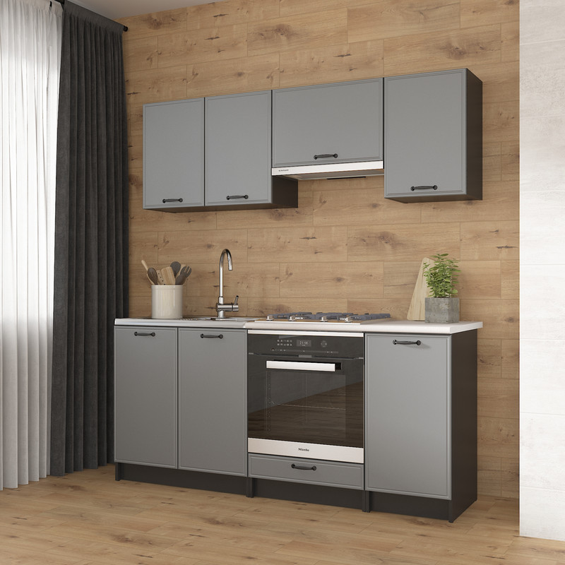 Кухня К-57 1,8м Черный+Асфальт