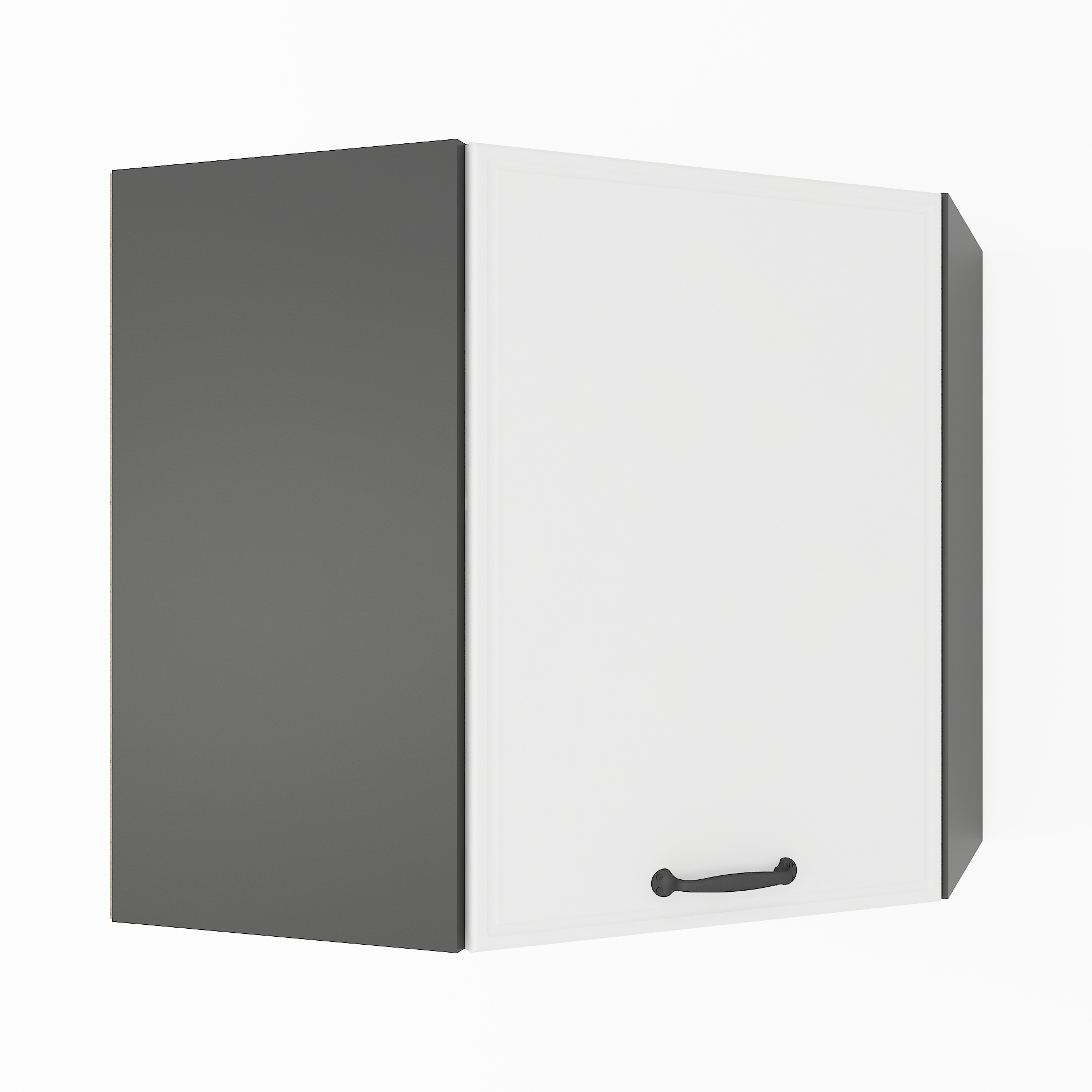 Шкаф навесной угловой К-73 Черный+Белый