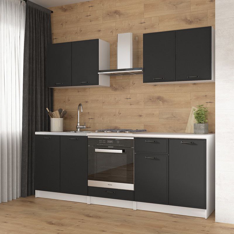 Кухня К-65 2.2м Белый+Черный