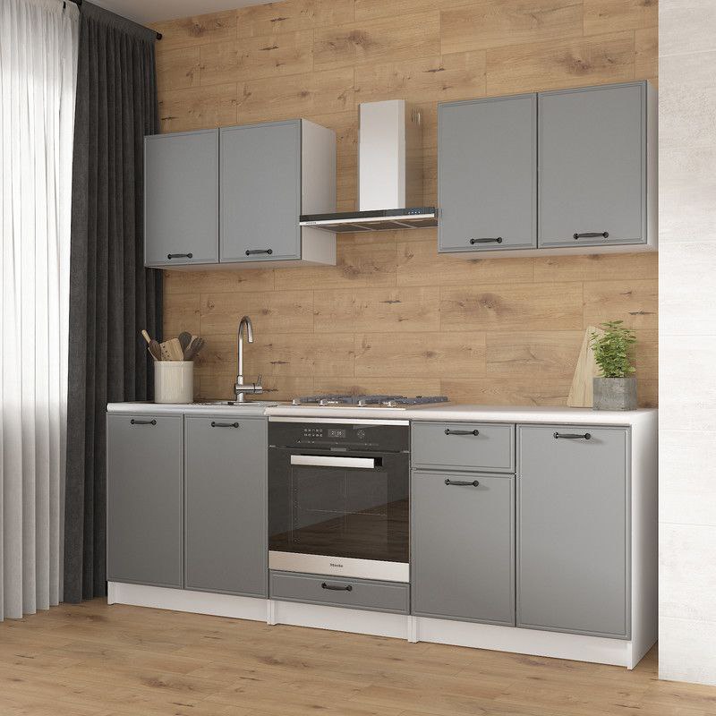 Кухня К-65 2.2м Белый+Асфальт