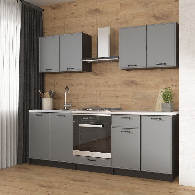 Кухня К-65 2.2м Черный+Асфальт